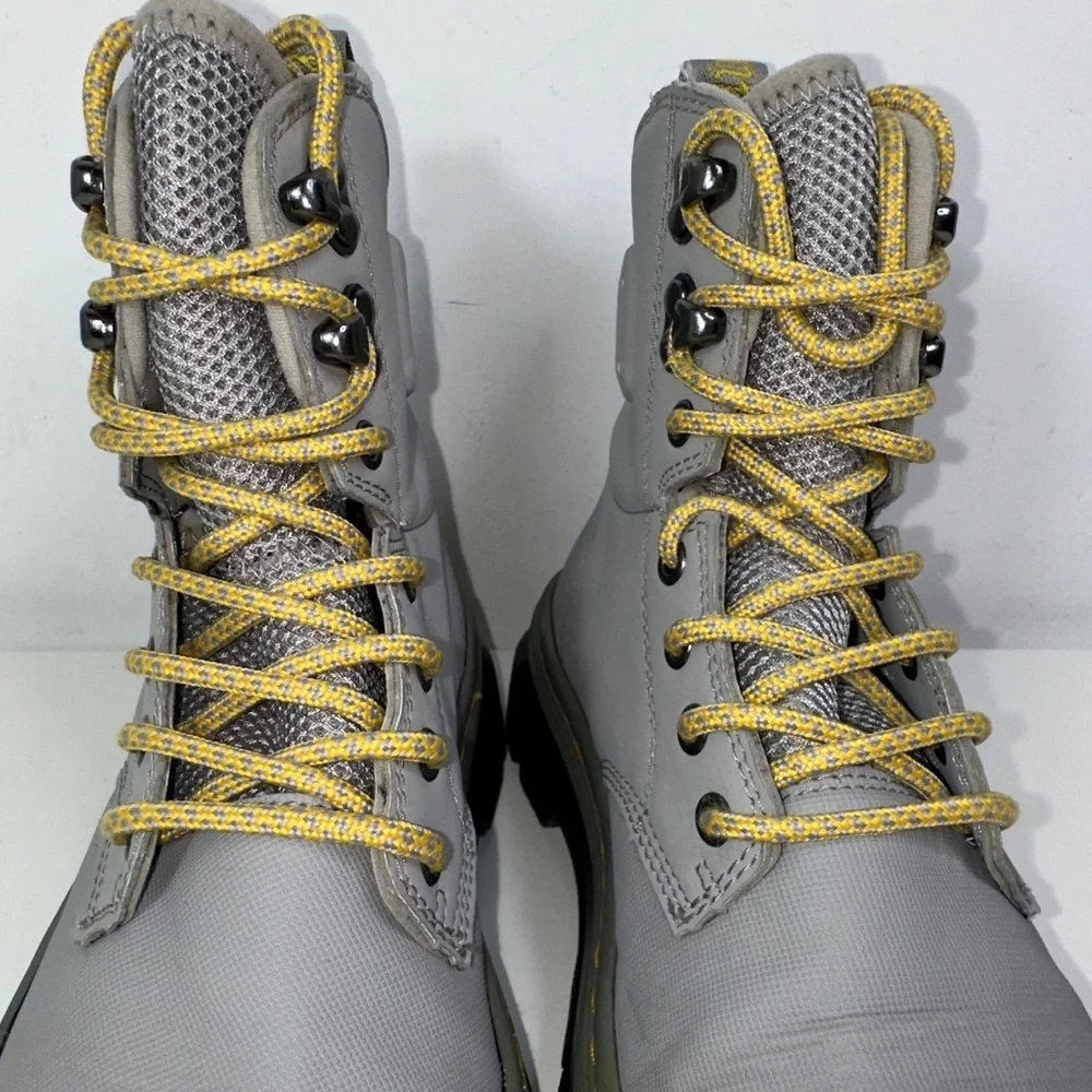 Dr Martens Quinton Mid Grey Moto Combat Military Style Boots Mens 4 Women's 5
